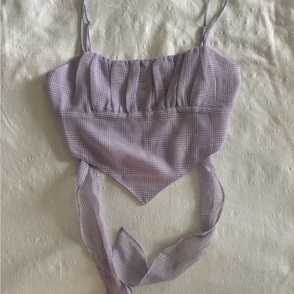 Lavender Plaid Crop Top